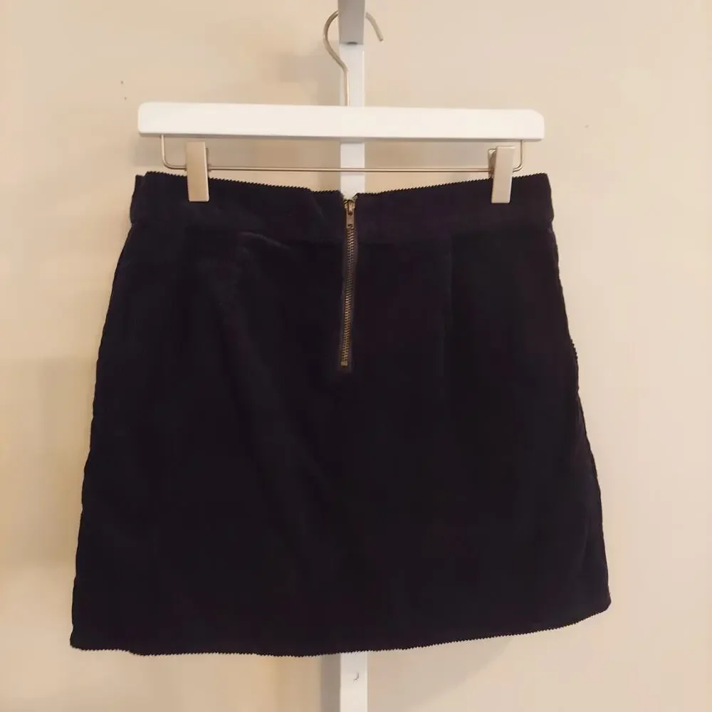 Xhiliration‎ Black Corduroy Mini Skirt Medium Pockets Twee Grunge Goth